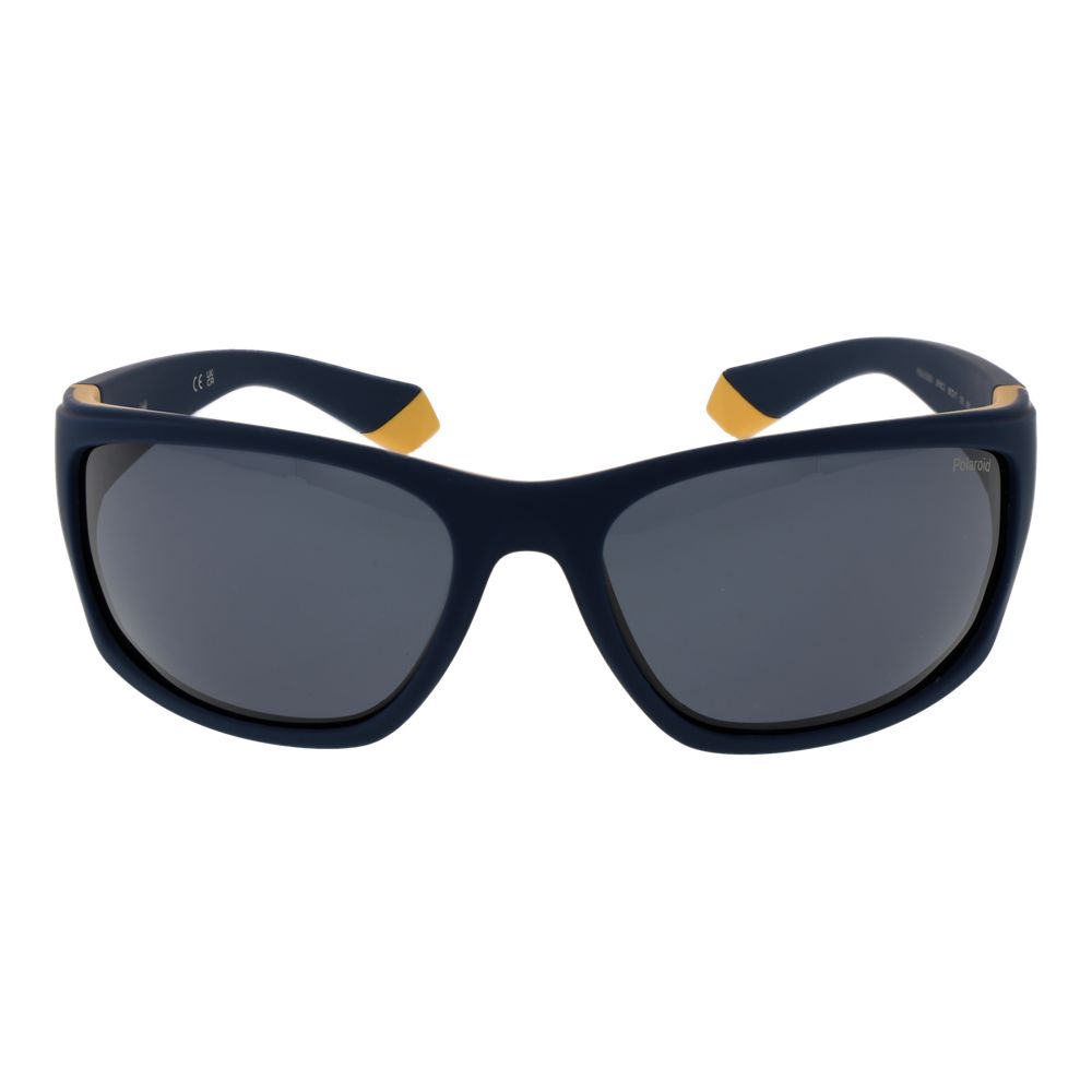 Polaroid Men’s Sunglasses – Blue Rectangle Frame, Grey Polarized Lenses