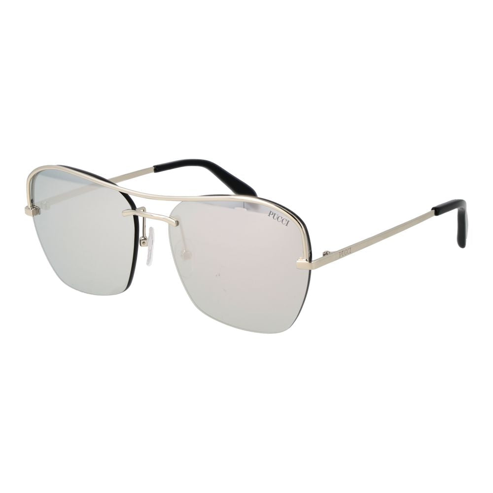 Emilio Pucci Women’s Silver Metal Sunglasses – Grey Mirrored Lenses