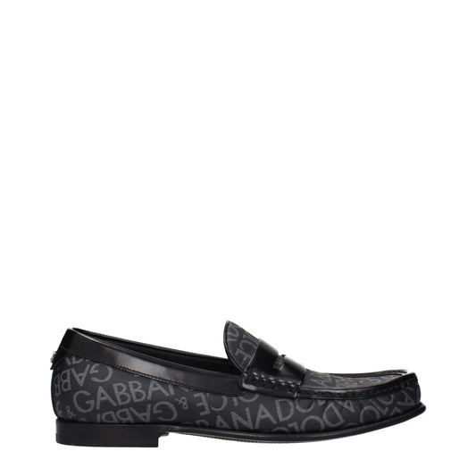 Dolce & Gabbana Black & Grey Jacquard Slip-On Loafers
