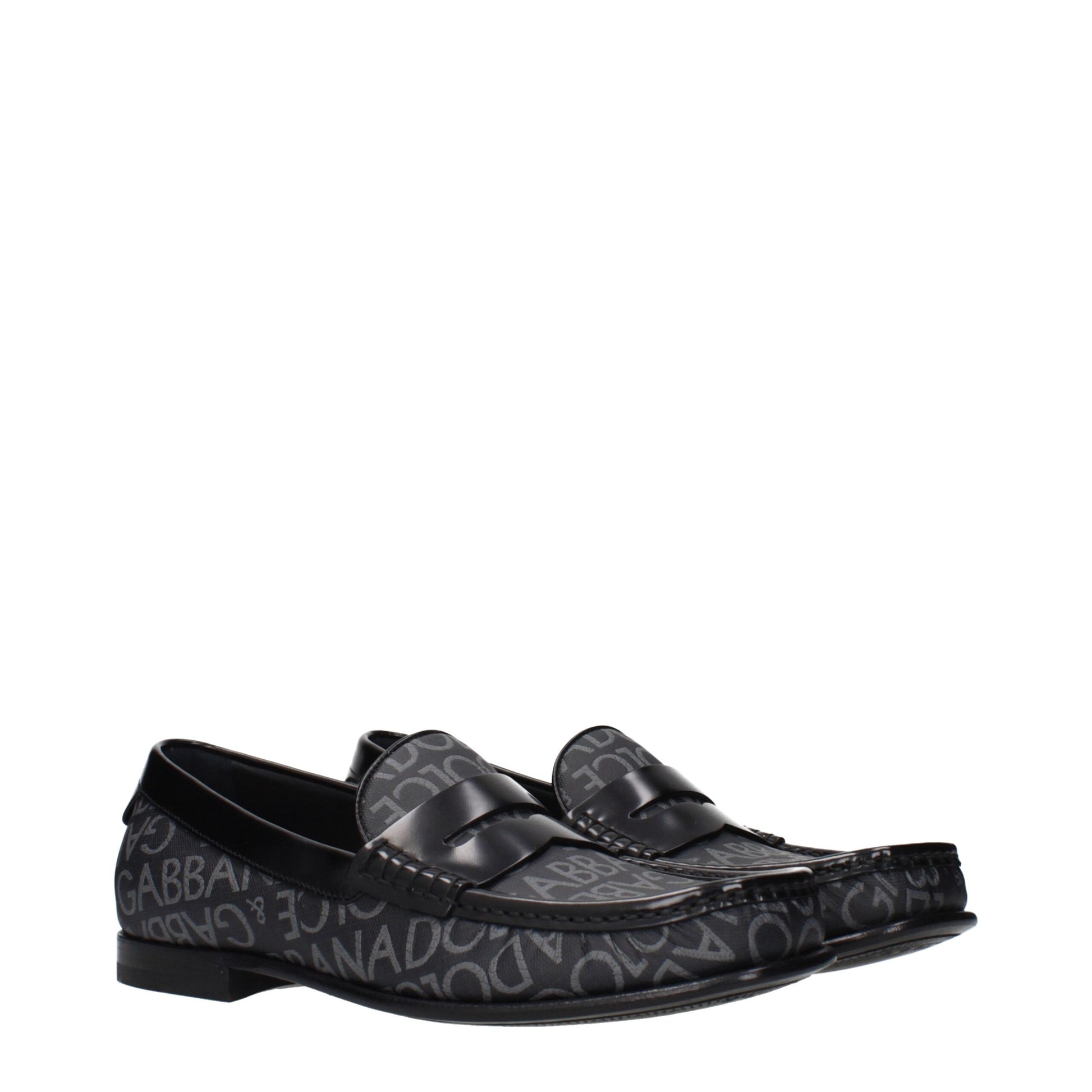 Dolce & Gabbana Black & Grey Jacquard Slip-On Loafers