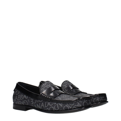 Dolce & Gabbana Black & Grey Jacquard Slip-On Loafers