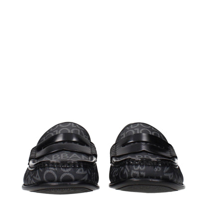 Dolce & Gabbana Black & Grey Jacquard Slip-On Loafers