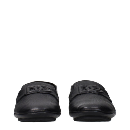 Dolce & Gabbana Black Leather Slip-On Loafers