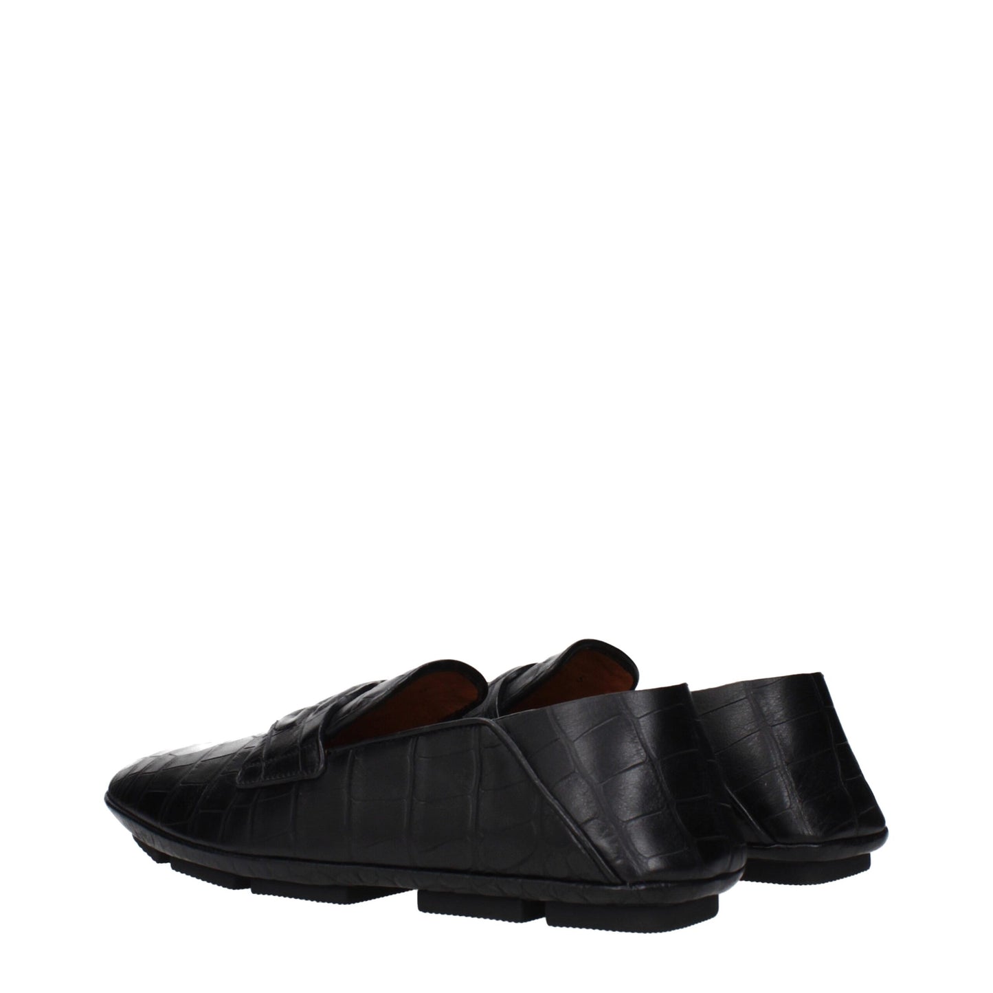 Dolce & Gabbana Black Leather Mock Croc Driver Loafers