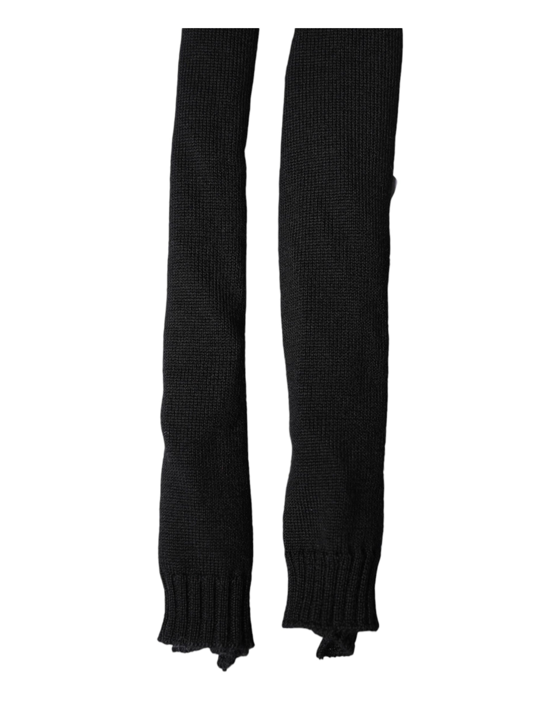 Dolce & Gabbana Black Wool Knitted Neck Wrap Shawl for Men