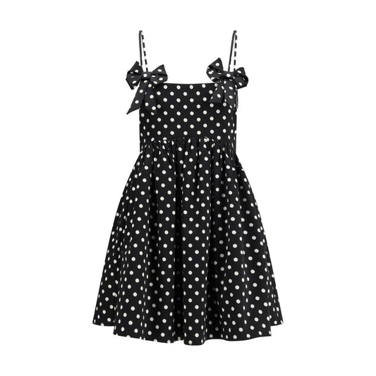 Ganni Polka-Dot Satin Mini Dress