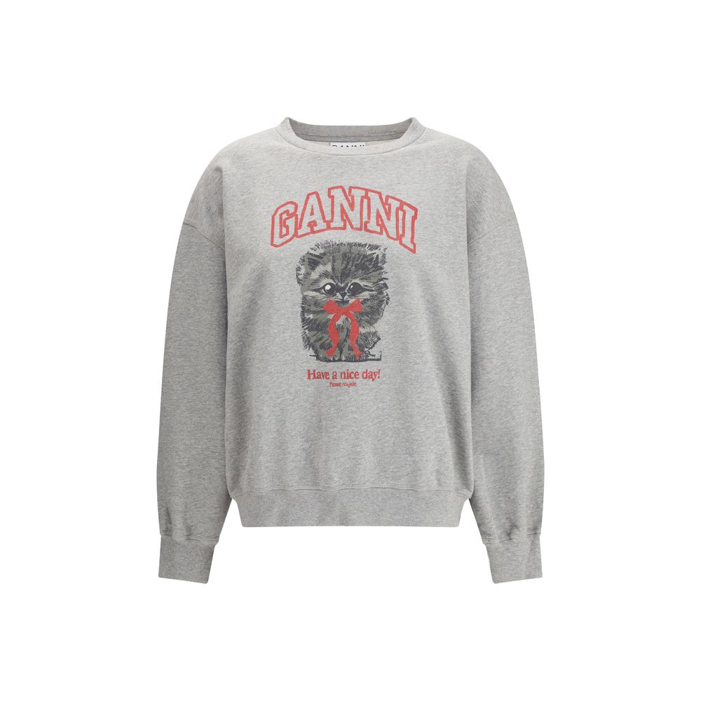Ganni Gray Cotton Kitty Sweatshirt