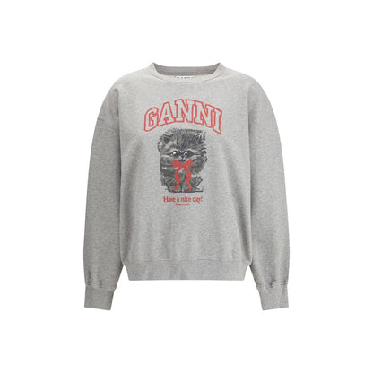 Ganni Gray Cotton Kitty Sweatshirt