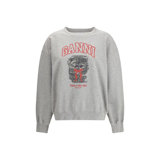 Ganni Gray Cotton Kitty Sweatshirt