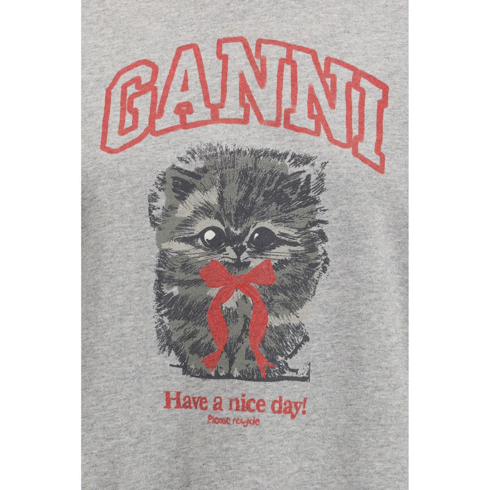Ganni Gray Cotton Kitty Sweatshirt