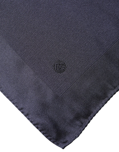 Dolce & Gabbana Blue Logo Silk Square Handkerchief Scarf