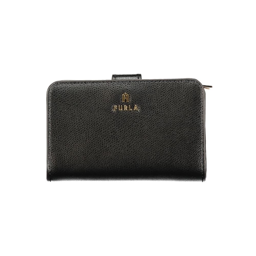 FURLA Camelia M Compact Wallet in Black Leather