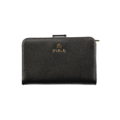 FURLA Camelia M Compact Wallet in Black Leather
