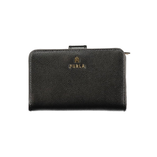 FURLA Camelia M Compact Wallet in Black Leather