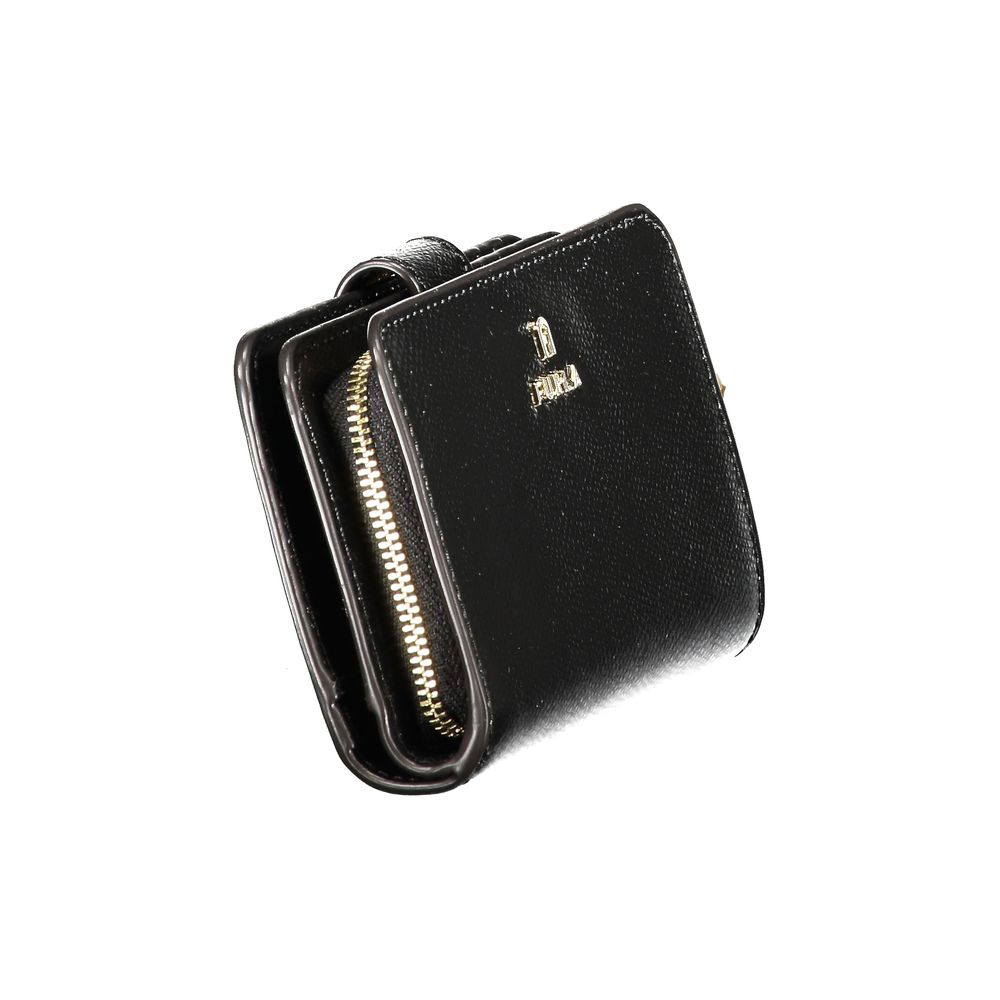 FURLA Camelia M Compact Wallet in Black Leather