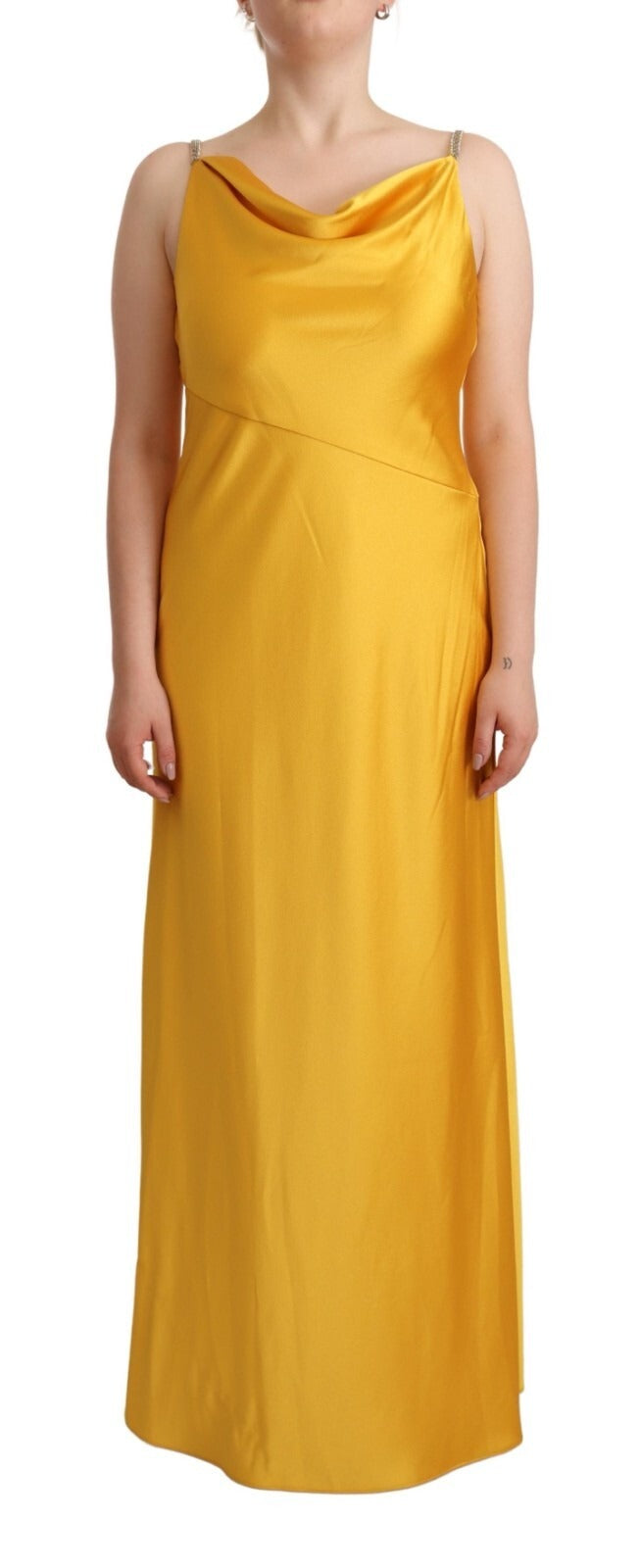 Ralph Lauren Yellow Sheath Sleeveless Long Gown Women Dress