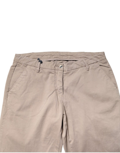 U.S. POLO ASSN. Beige Cotton Stretch Straight Mid Waist Trouser Pants