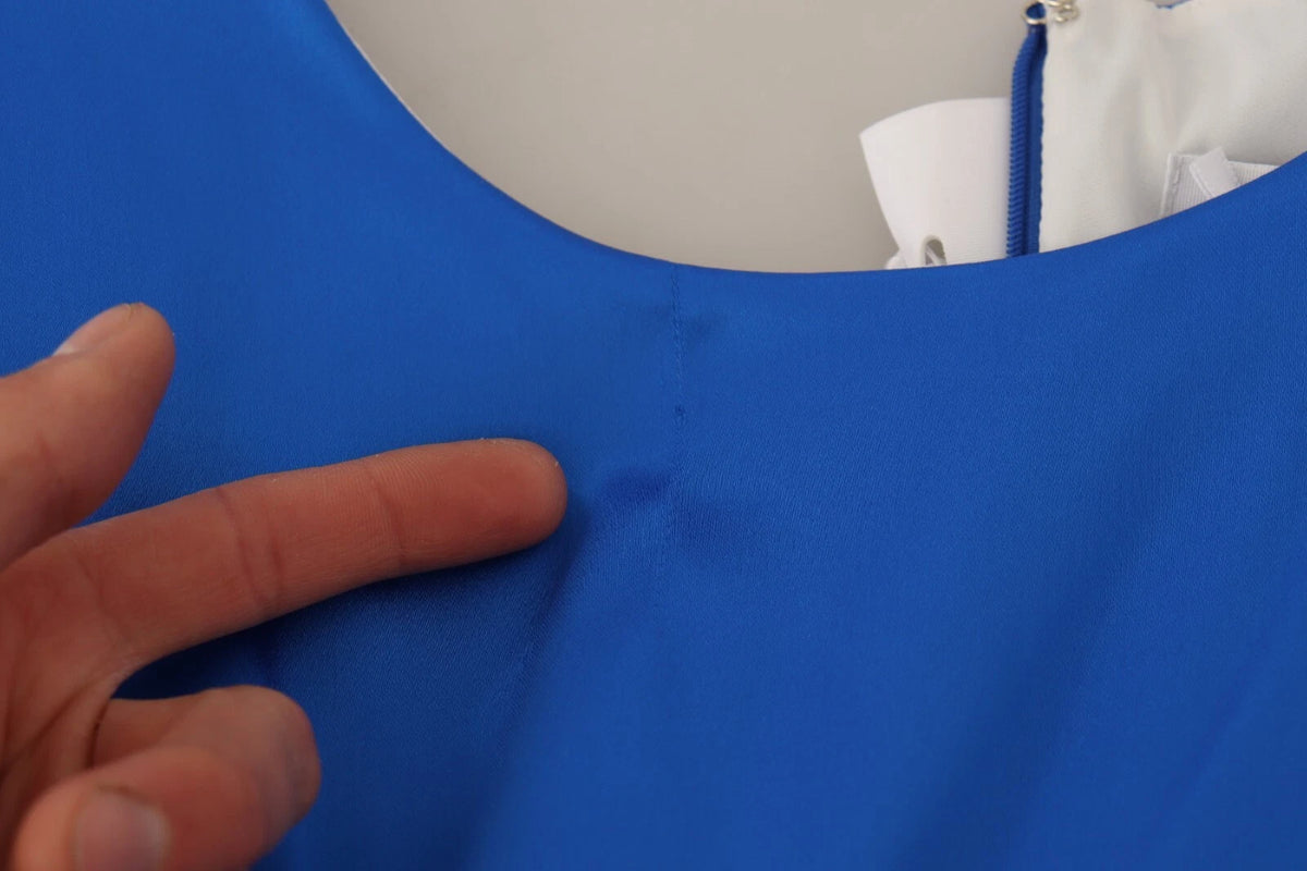 Parosh Acetate Royal Blue Roundneck Sleeveless Sheath Midi Dress