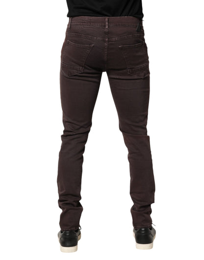 Daniele Alessandrini Brown Cotton Mid Waist Skinny Men Denim Jeans