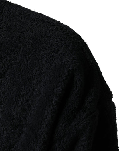 Dolce & Gabbana Black Cotton V-Neck Men Sweatshirt