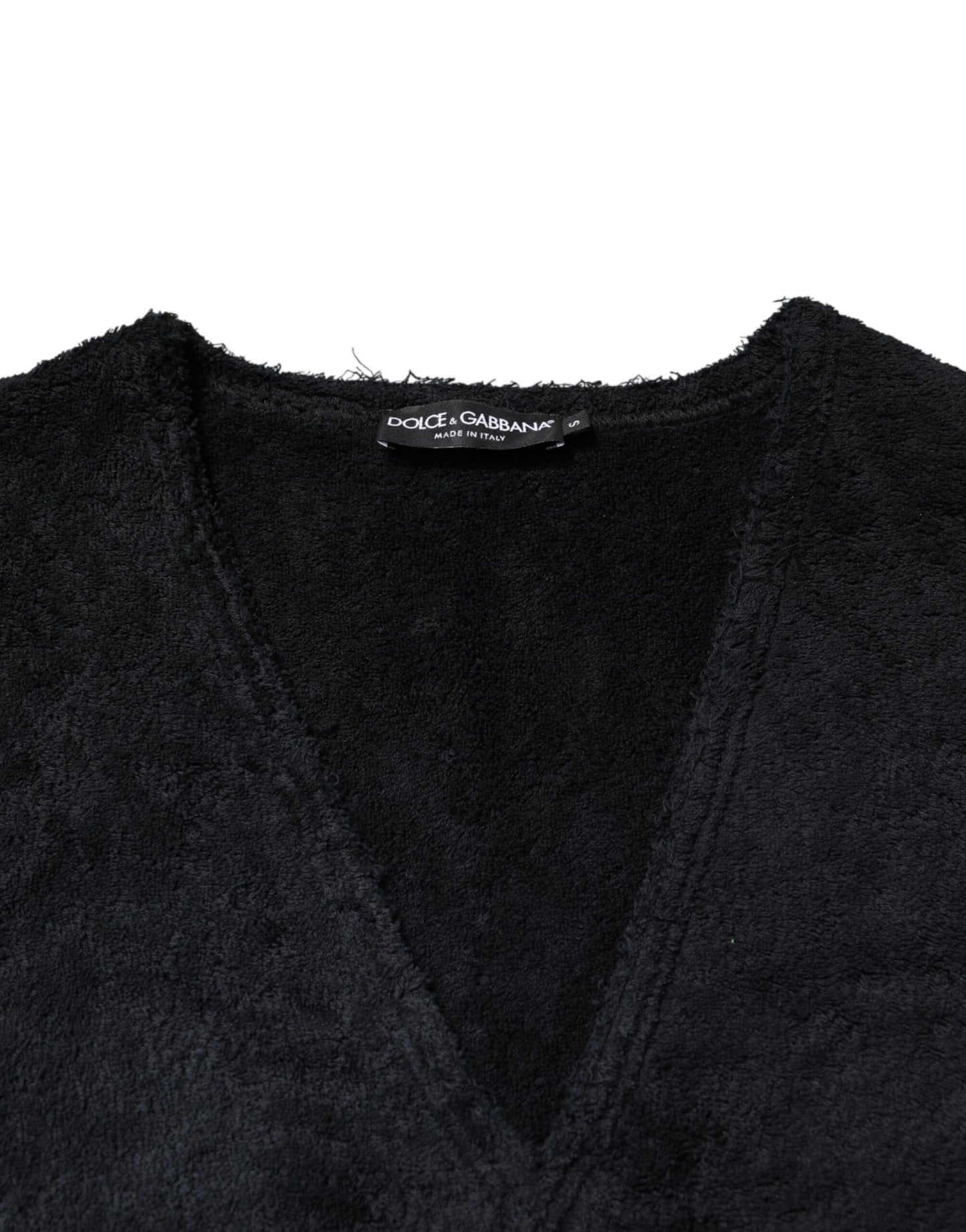 Dolce & Gabbana Black Cotton V-Neck Men Sweatshirt