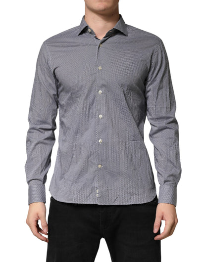 Domenico Tagliente Gray Patterned Long Sleeves Dress Shirt