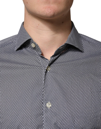 Domenico Tagliente Gray Patterned Long Sleeves Dress Shirt