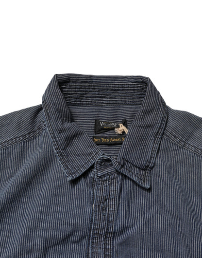 Jack & Jones Blue White Button Down Long Sleeves Men Denim Shirt