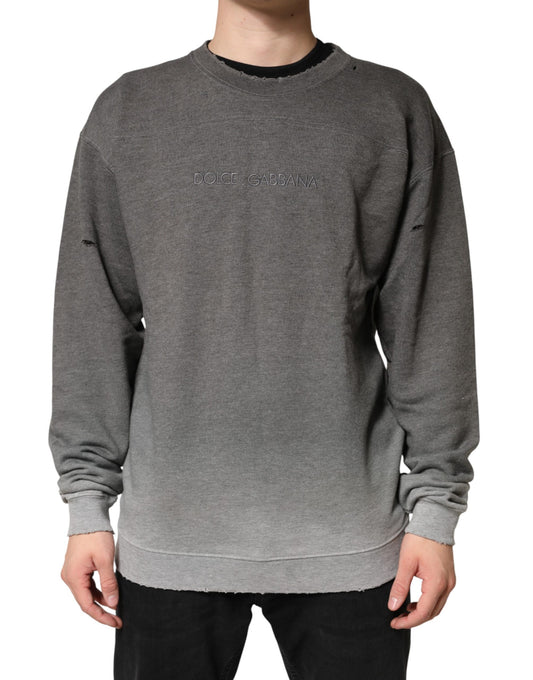 Dolce & Gabbana Gray Cotton Crew Neck Sweatshirt for Men