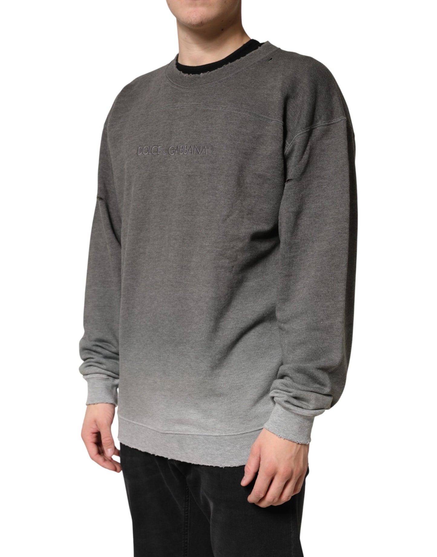 Dolce & Gabbana Gray Cotton Crew Neck Sweatshirt for Men