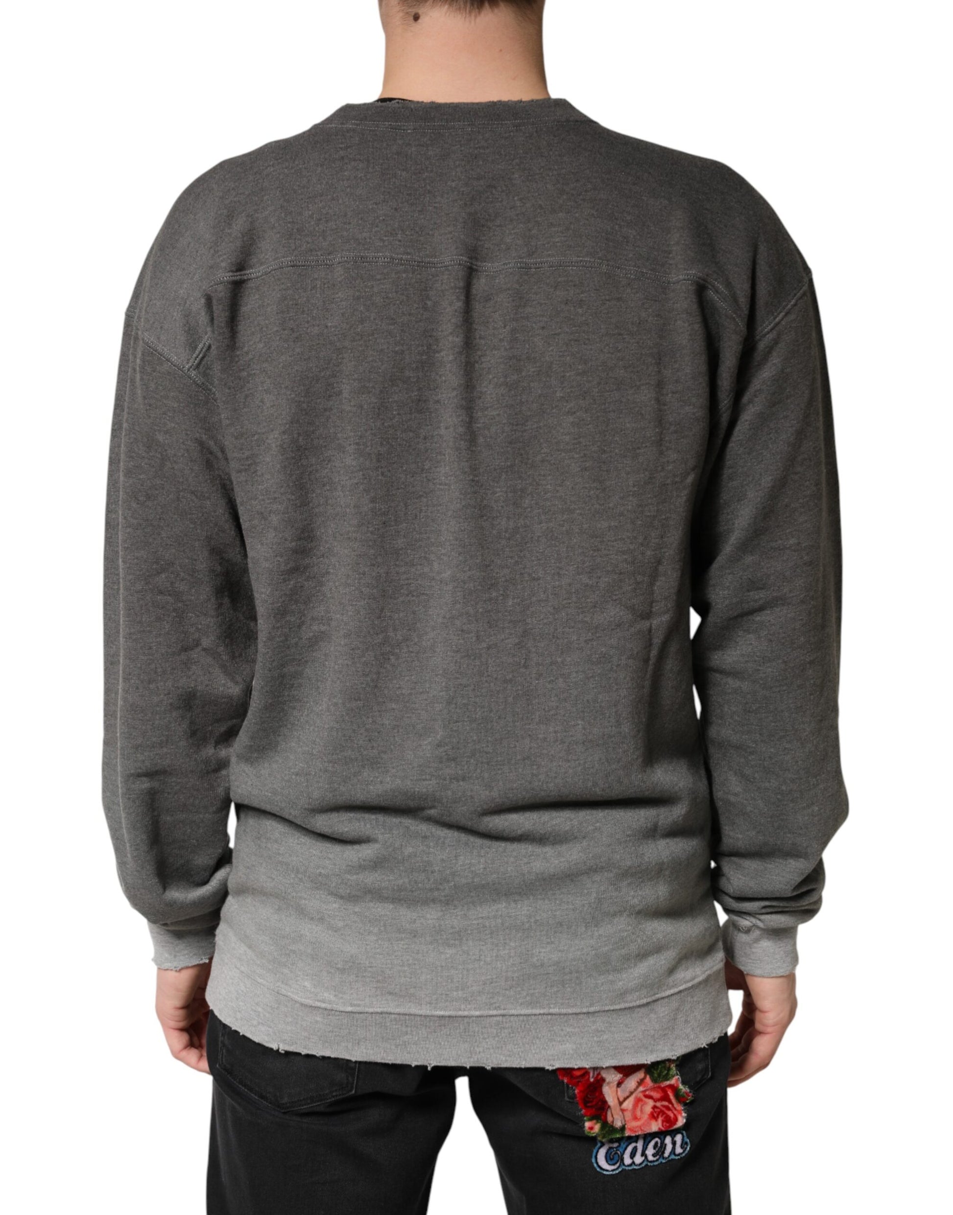 Dolce & Gabbana Gray Cotton Crew Neck Sweatshirt for Men
