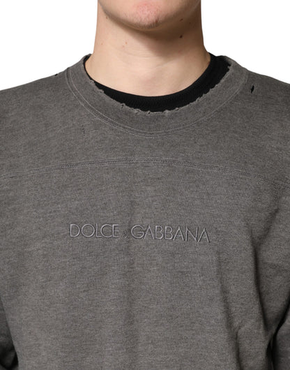 Dolce & Gabbana Gray Cotton Crew Neck Sweatshirt for Men