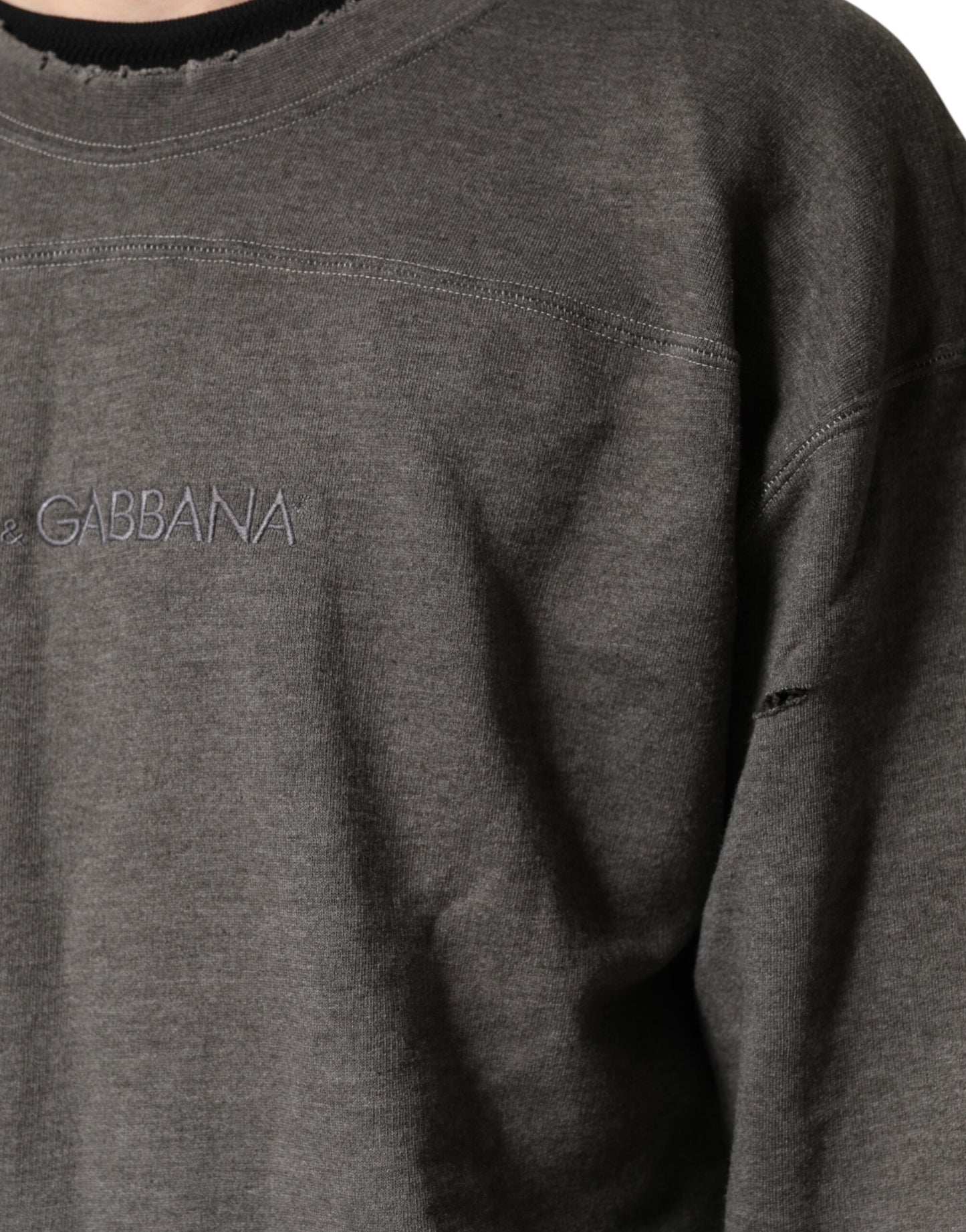 Dolce & Gabbana Gray Cotton Crew Neck Sweatshirt for Men