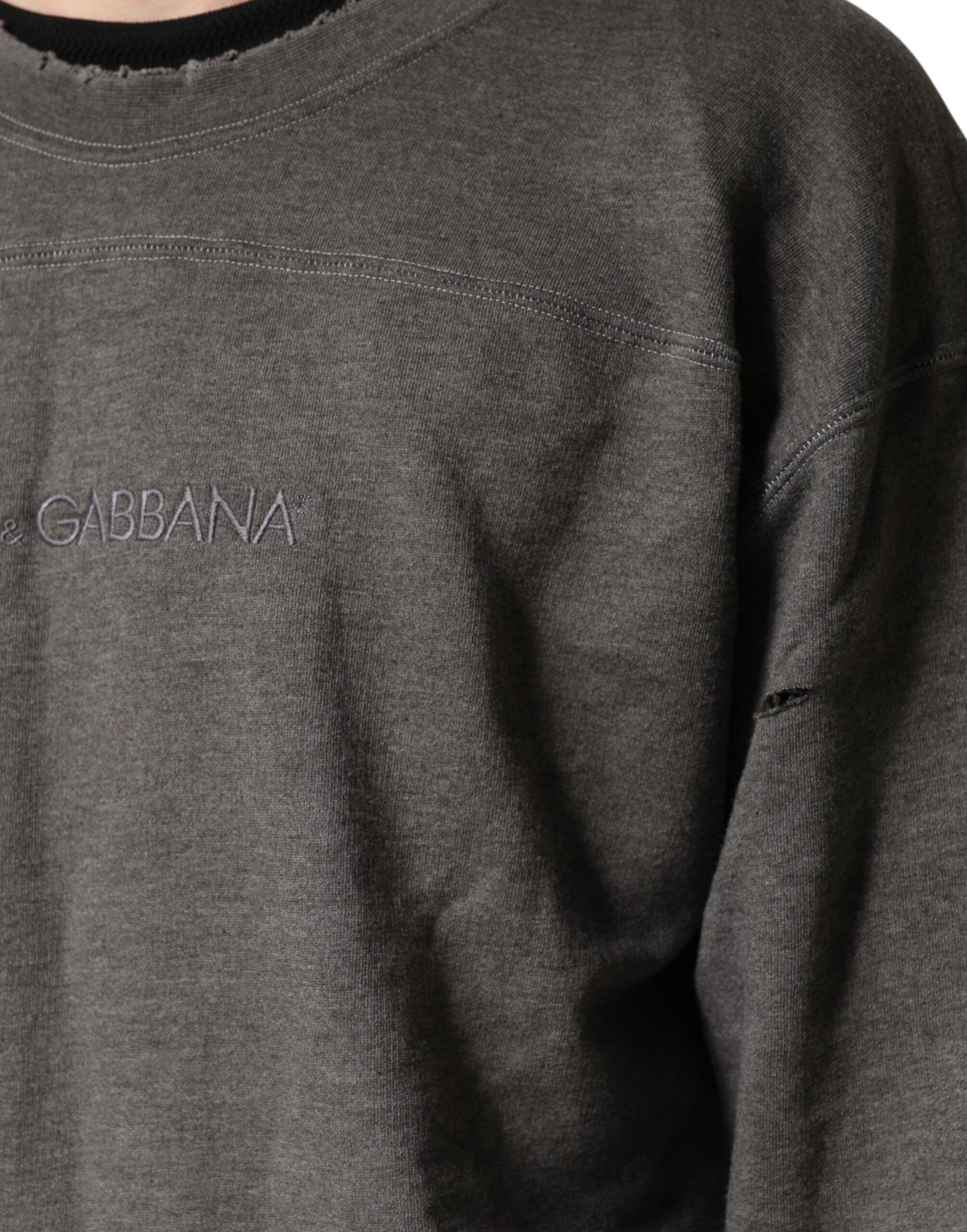Dolce & Gabbana Gray Cotton Crew Neck Sweatshirt for Men