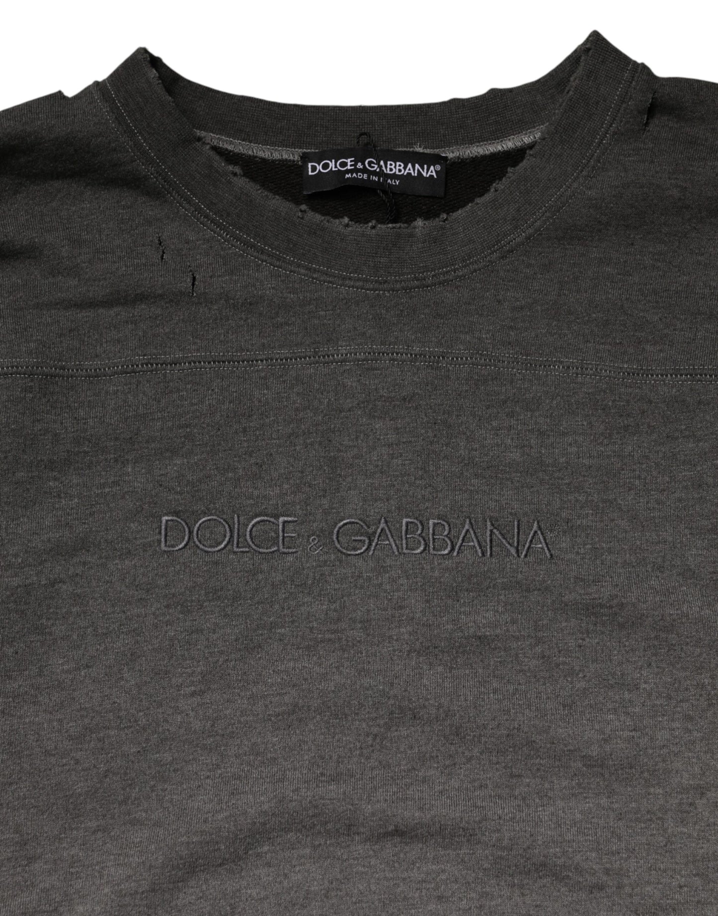 Dolce & Gabbana Gray Cotton Crew Neck Sweatshirt for Men