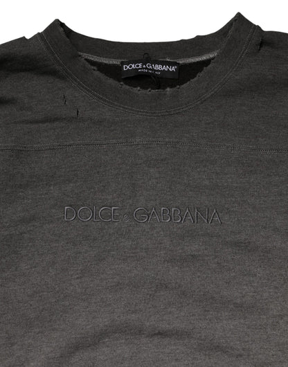 Dolce & Gabbana Gray Cotton Crew Neck Sweatshirt for Men