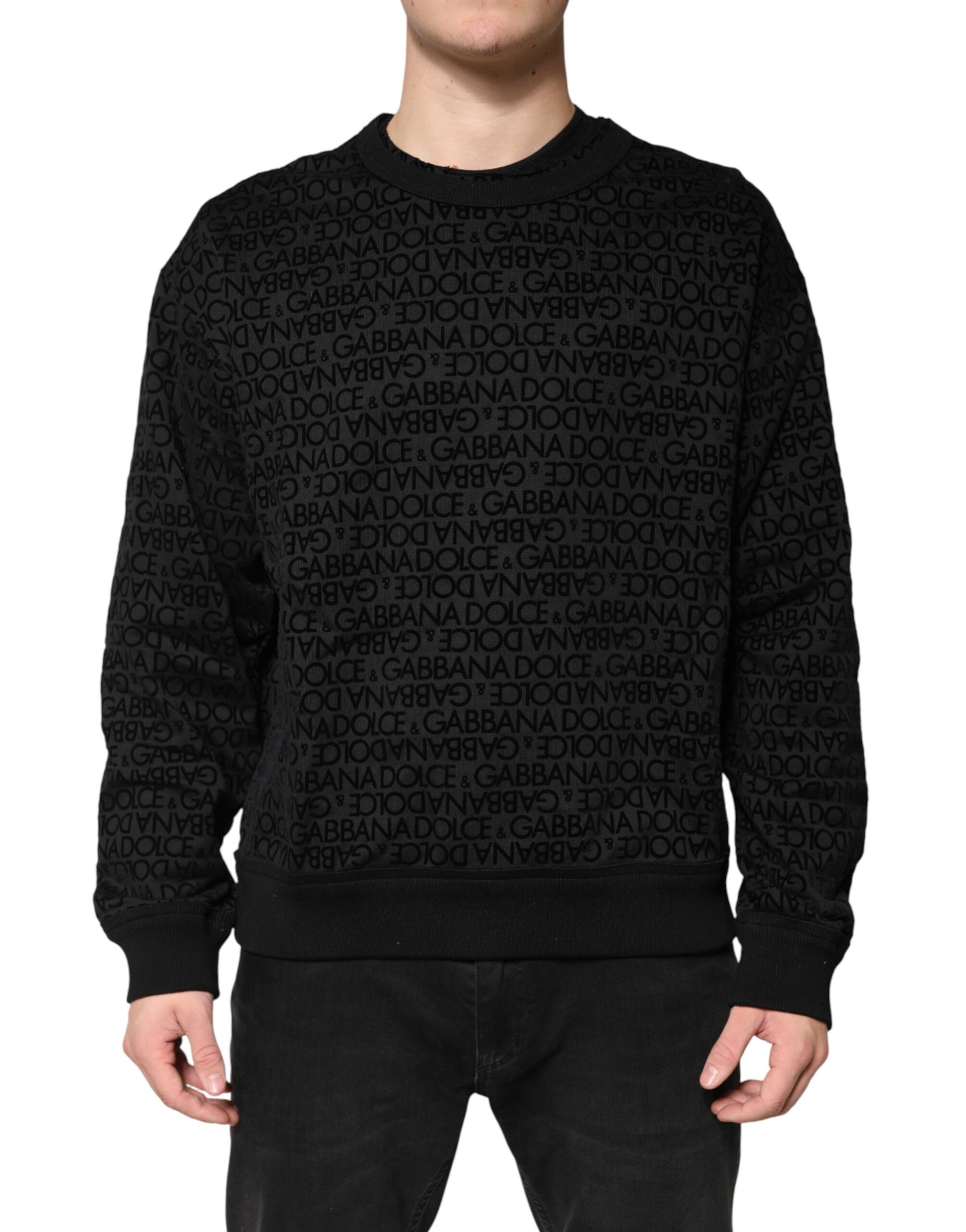 Dolce & Gabbana Black Monogram Crew Neck Sweatshirt
