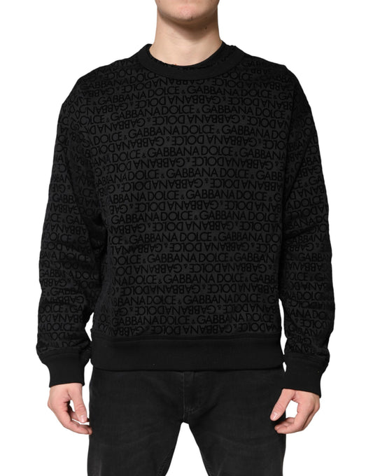 Dolce & Gabbana Black Monogram Crew Neck Sweatshirt