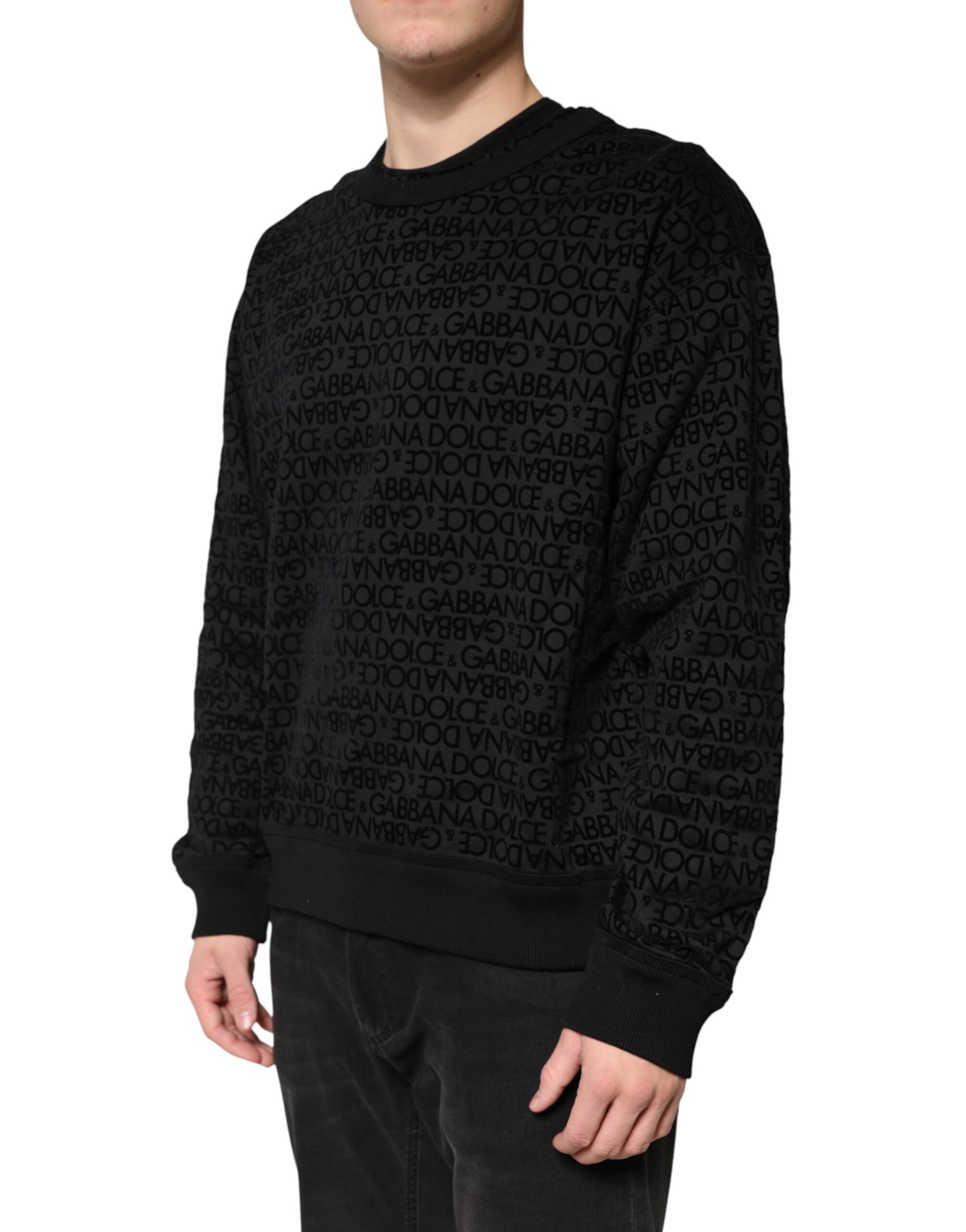 Dolce & Gabbana Black Monogram Crew Neck Sweatshirt