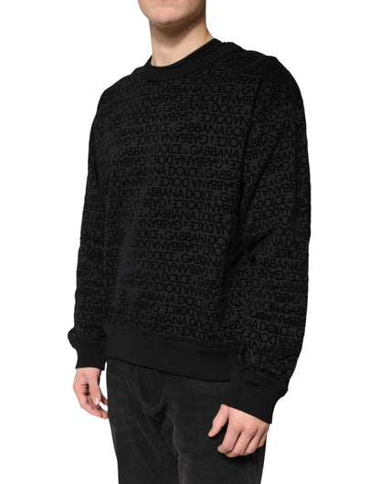 Dolce & Gabbana Black Monogram Crew Neck Sweatshirt