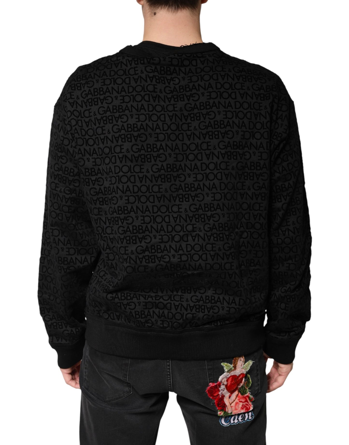 Dolce & Gabbana Black Monogram Crew Neck Sweatshirt
