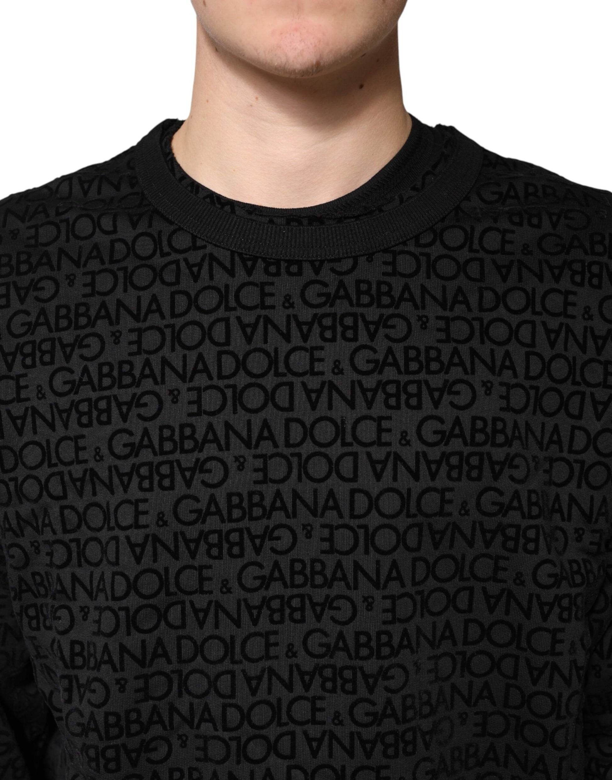 Dolce & Gabbana Black Monogram Crew Neck Sweatshirt
