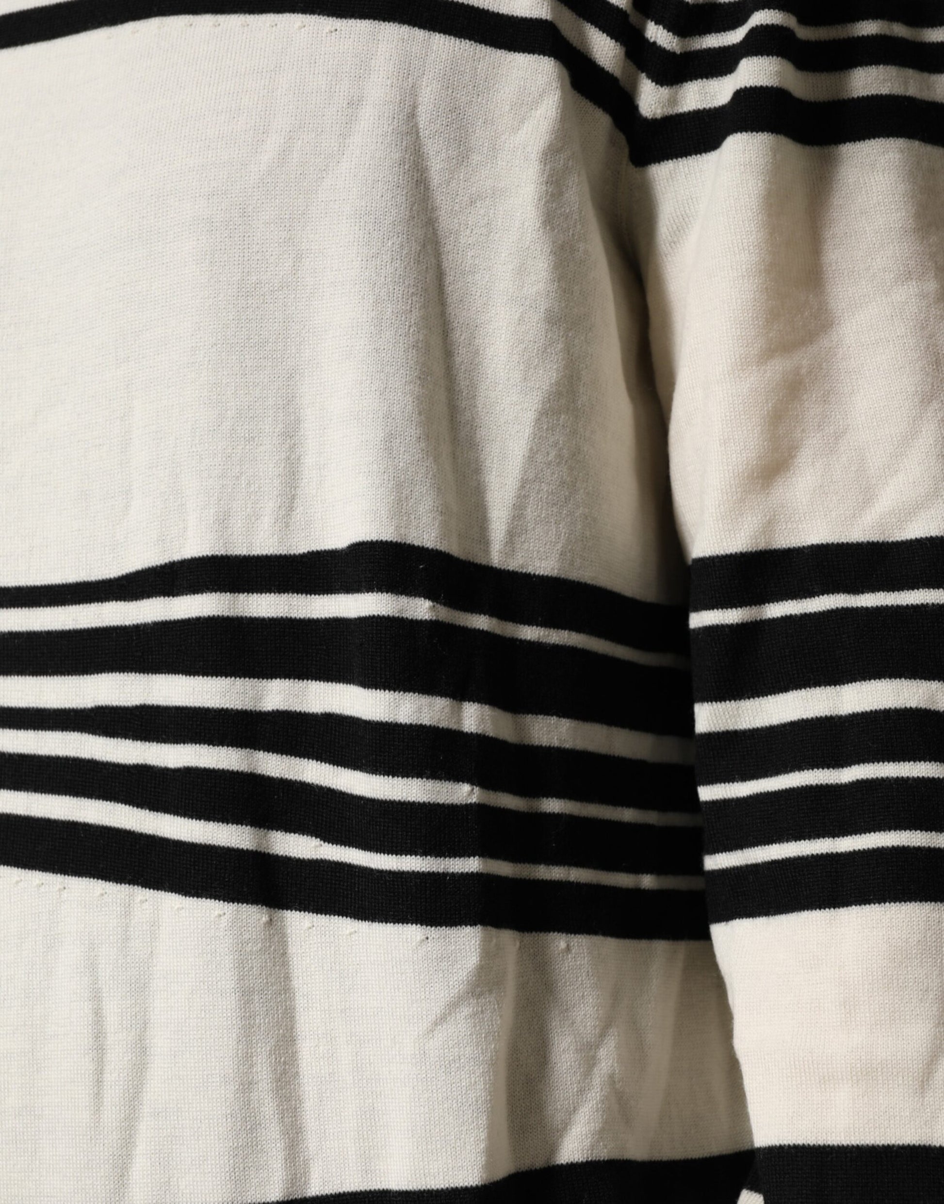 Dolce & Gabbana Black White Stripe Crew Neck Pullover Sweater