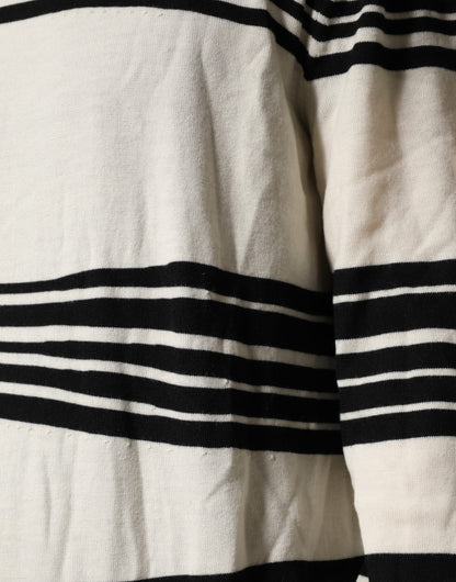 Dolce & Gabbana Black White Stripe Crew Neck Pullover Sweater