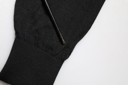 Dolce & Gabbana Black Cashmere V-Neck Men Pullover Sweater