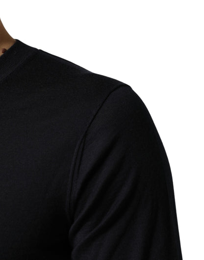 Dolce & Gabbana Black Cashmere V-Neck Men Pullover Sweater