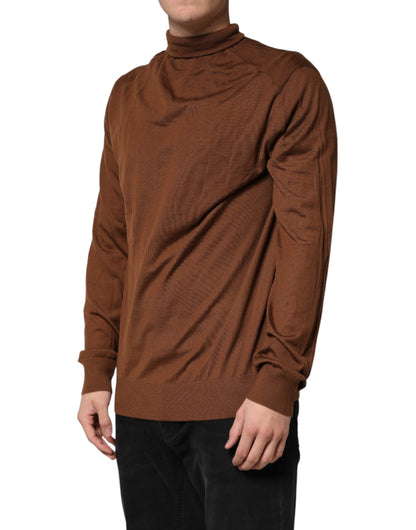 Dolce & Gabbana Brown Cashmere Turtle Neck Pullover Sweater