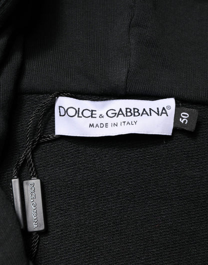 Dolce & Gabbana Black Logo Zipped Hooded Sweatshirt Sweater