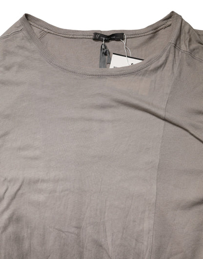 Laneus Gray Two Tone Cotton Round Neck Short Sleeves T-shirt