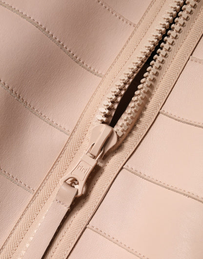 Dsquared² Beige Leather Short Sleeves Sheath Mini Dress